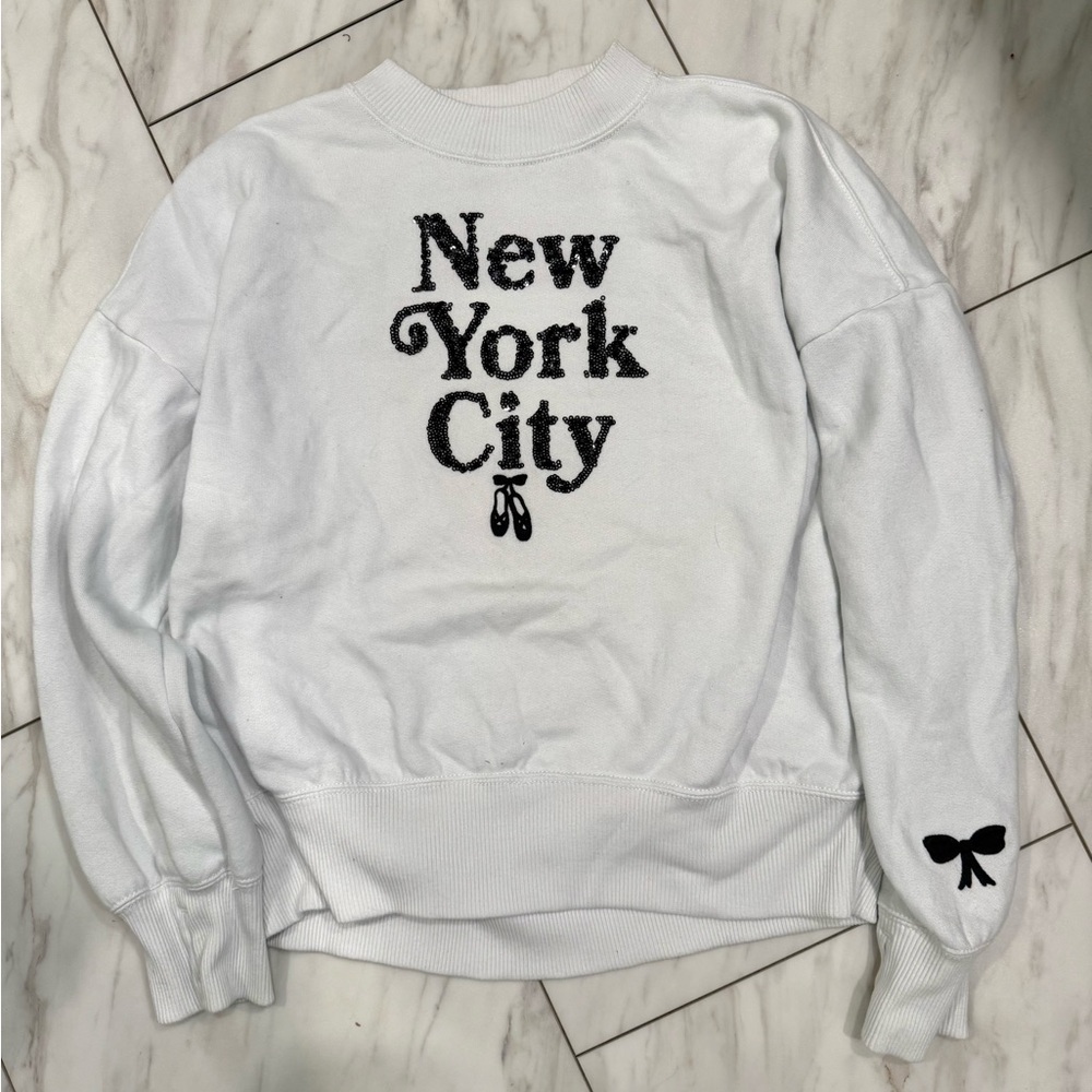 Abercrombie Kids White Sweatshirt with Black Sequin Detail